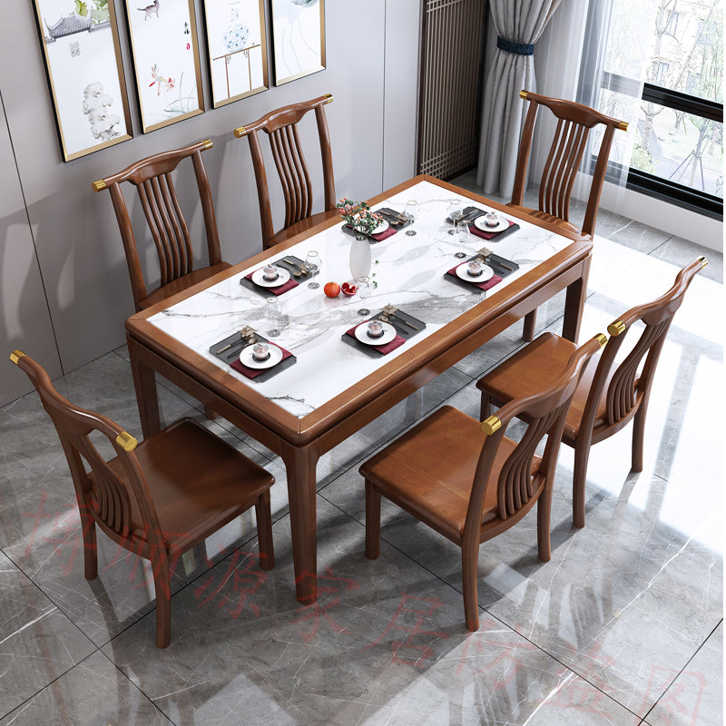 Rechthoek houten kleur eettafel gesinterde stenen tafel halverwege de eeuw met 4 poten