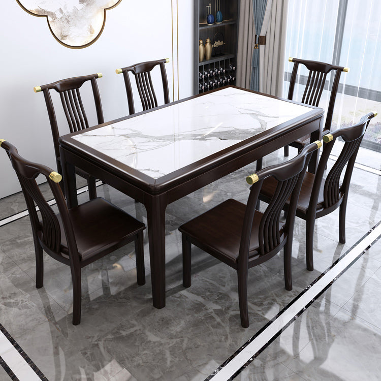 Rechthoek houten kleur eettafel gesinterde stenen tafel halverwege de eeuw met 4 poten