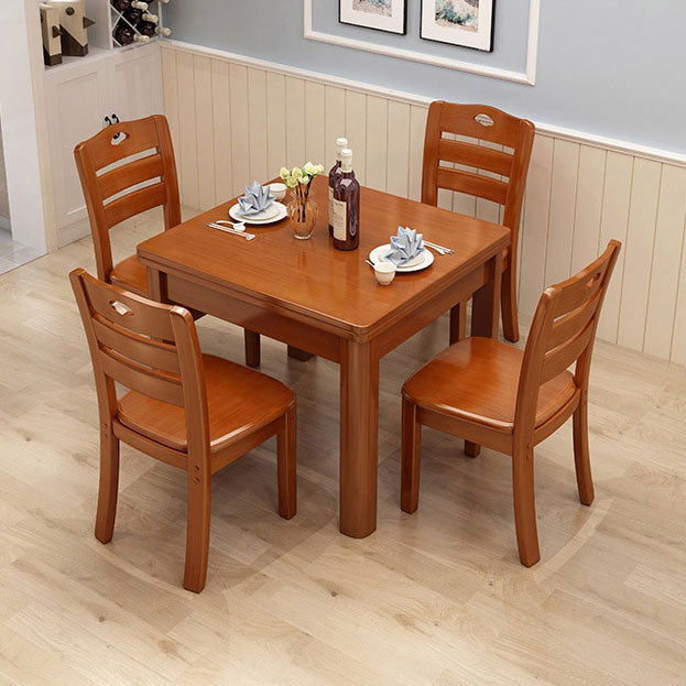 Mesa de comedor industrial cuadrado Mesa fija de madera con madera de goma sólida