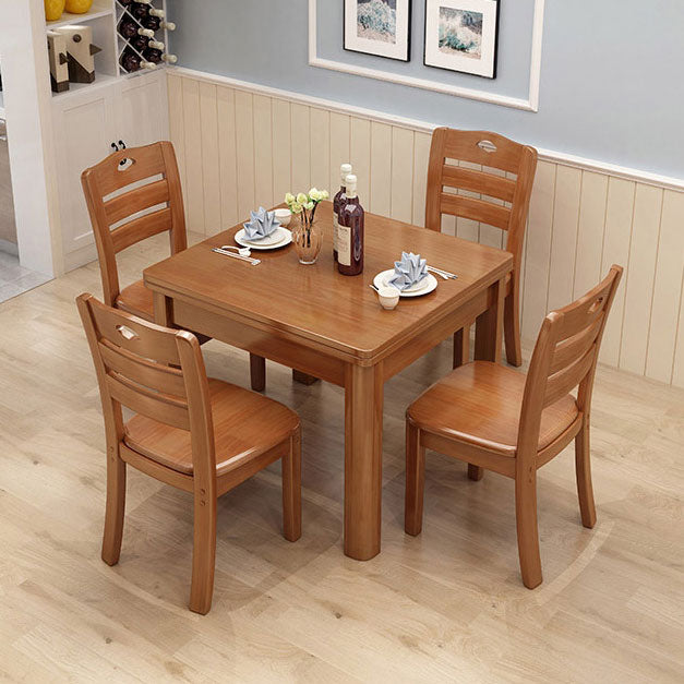 Mesa de comedor industrial cuadrado Mesa fija de madera con madera de goma sólida