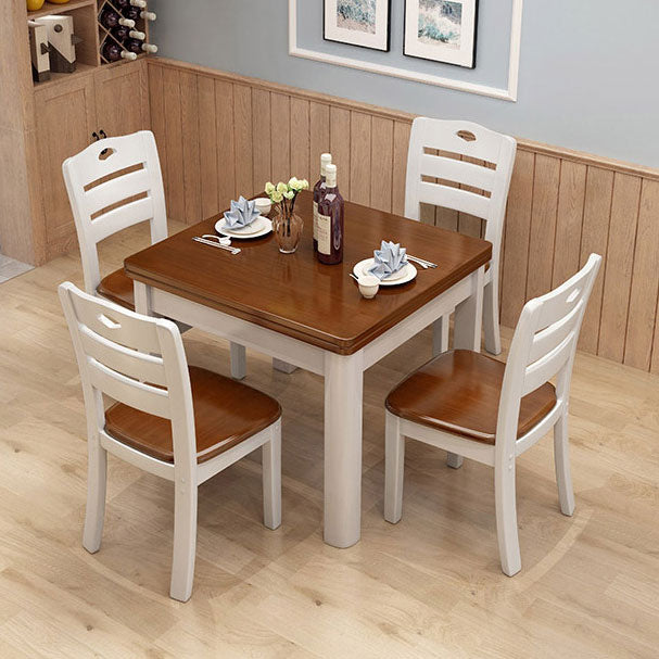 Mesa de comedor industrial cuadrado Mesa fija de madera con madera de goma sólida
