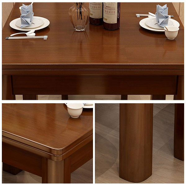 Mesa de comedor industrial cuadrado Mesa fija de madera con madera de goma sólida