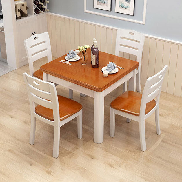 Mesa de comedor industrial cuadrado Mesa fija de madera con madera de goma sólida