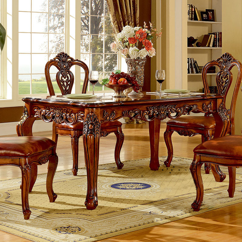 Style victorien de table fixe de table à manger de couleur en bois de forme de rectangle avec 4 jambes
