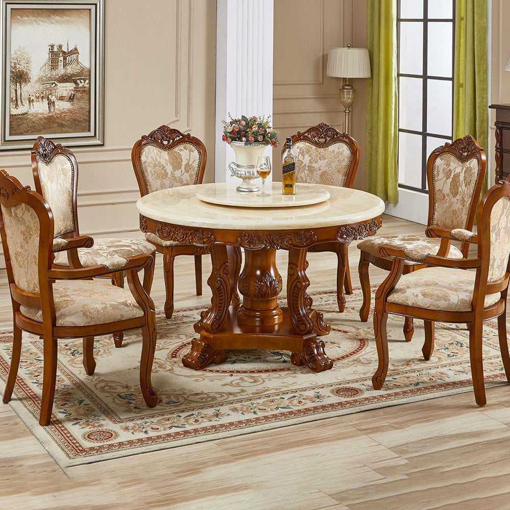 Solid Wood Victorian Round Dining Table Dining Table with Pedestal Base