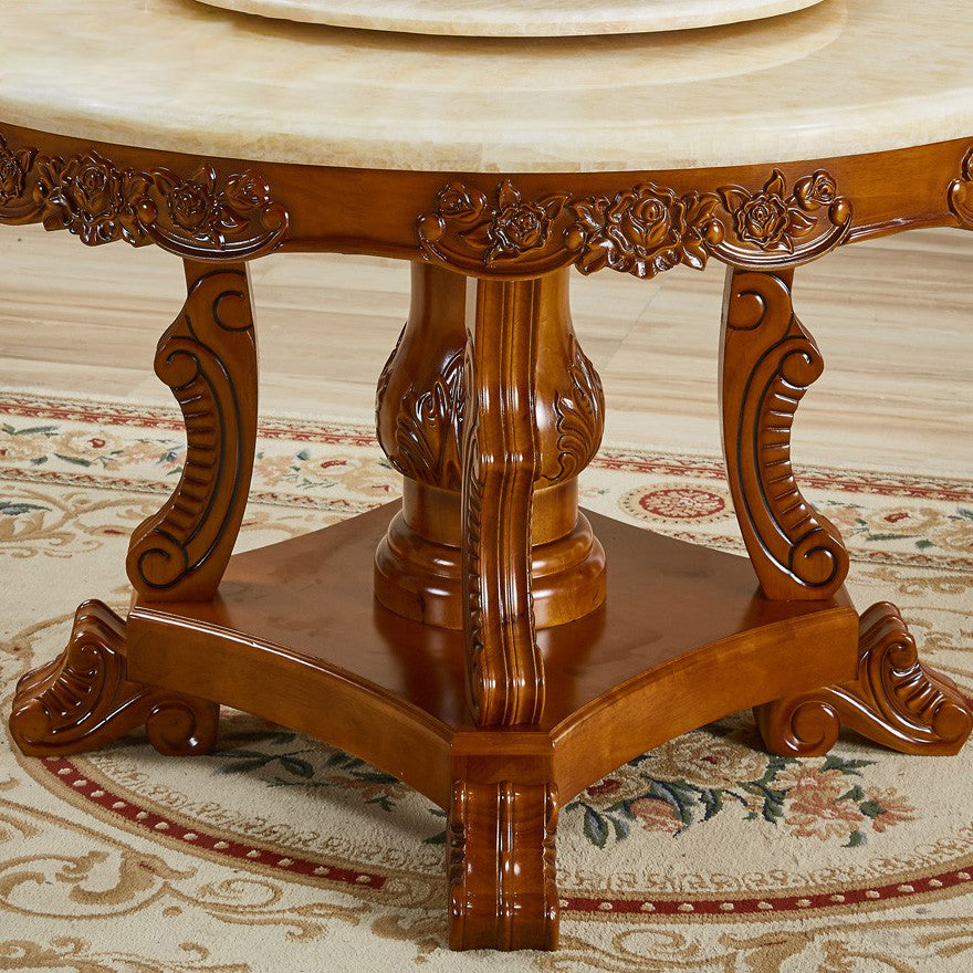 Solid Wood Victorian Round Dining Table Dining Table with Pedestal Base