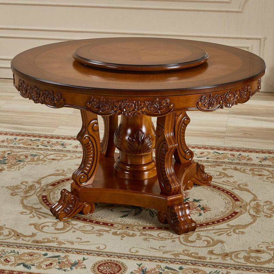 Solid Wood Victorian Round Dining Table Dining Table with Pedestal Base
