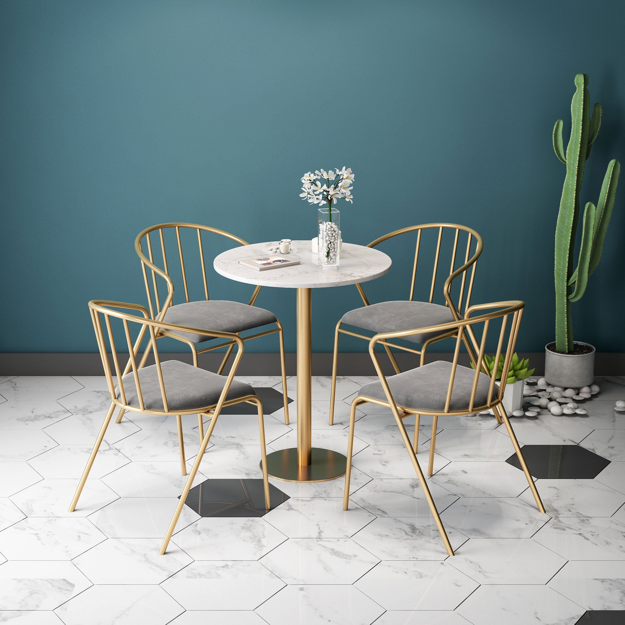 Muebles de lujo tradicionales para el hogar Colección de comedor de piedra para interiores