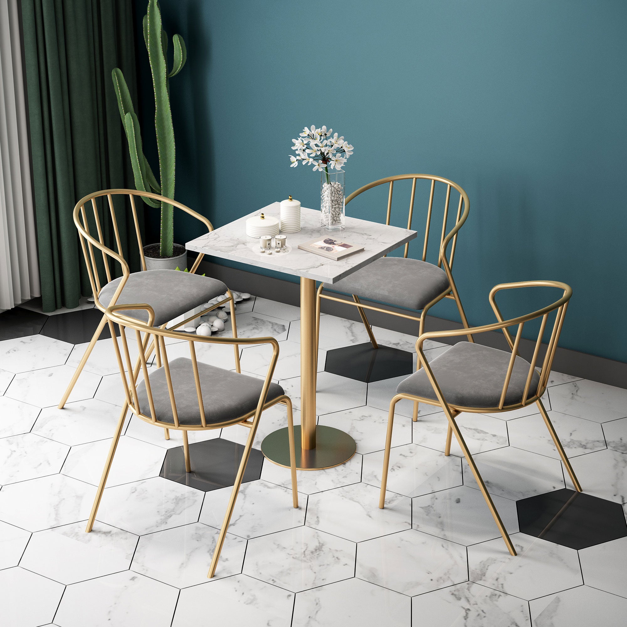 Muebles de lujo tradicionales para el hogar Colección de comedor de piedra para interiores