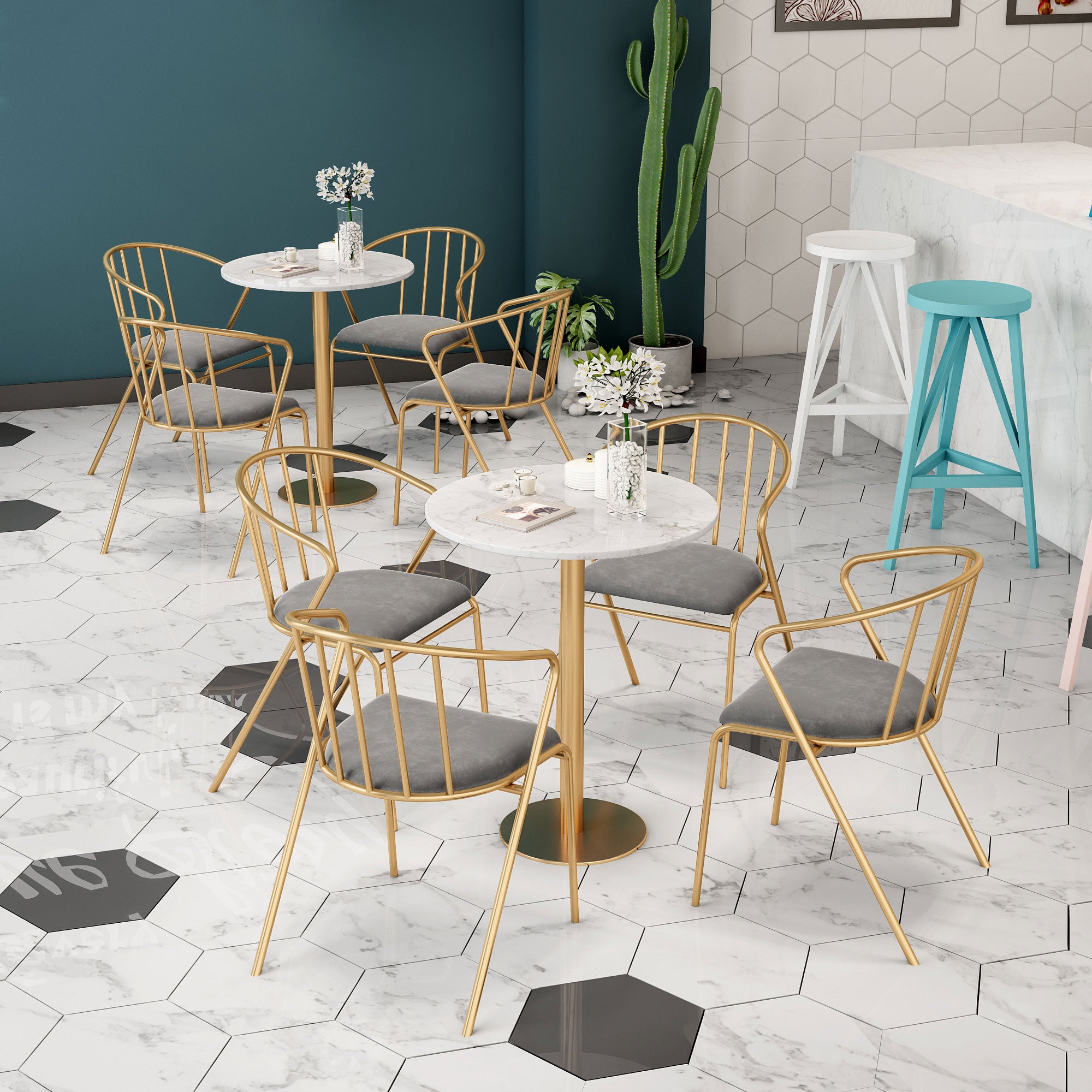 Muebles de lujo tradicionales para el hogar Colección de comedor de piedra para interiores