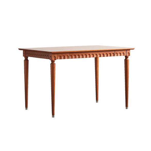 Mesa de comedor estándar rectangular de madera maciza marrón de mediados de siglo para cocina