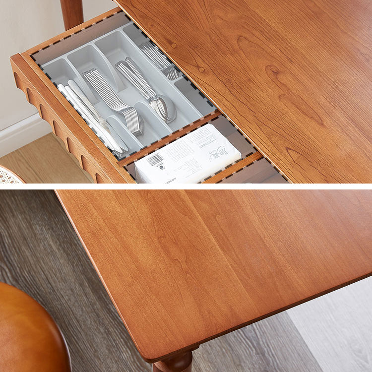 Mesa de comedor estándar rectangular de madera maciza marrón de mediados de siglo para cocina