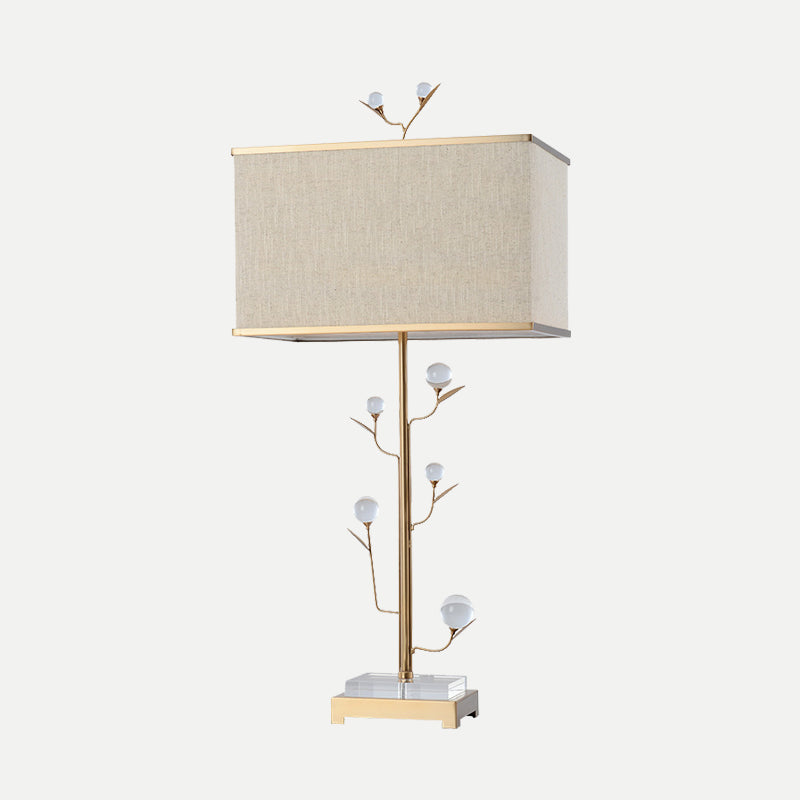 Tissu lampe de table rectangulaire de forme contemporaine 1 livre de lecture de bulbe lumière en or