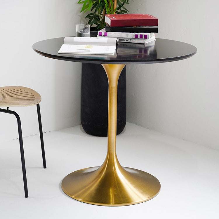 Metal Contemporary Round Dining Table Solid Wood Table for Dining Room