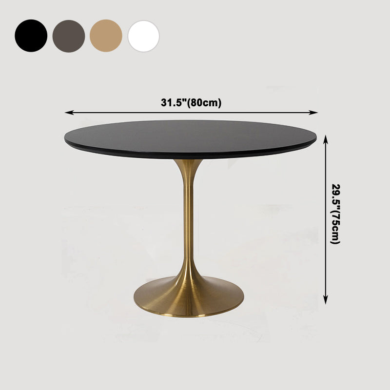 Metal Contemporary Round Dining Table Solid Wood Table for Dining Room