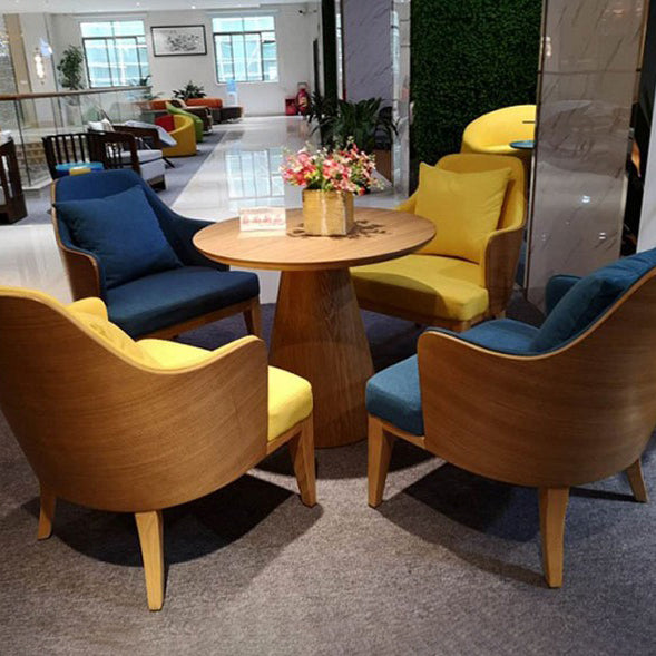 Solid Wood Contemporary Round Dining Table Wood Top Table for Kitchen