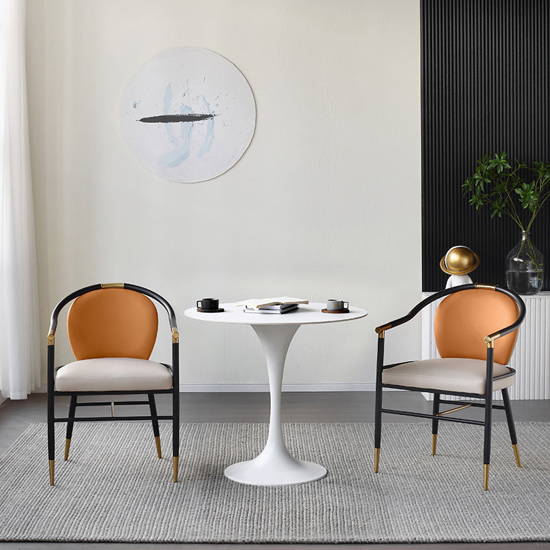 Metal Modern Round Table Sintered Stone Table for Kitchen and Dining Room