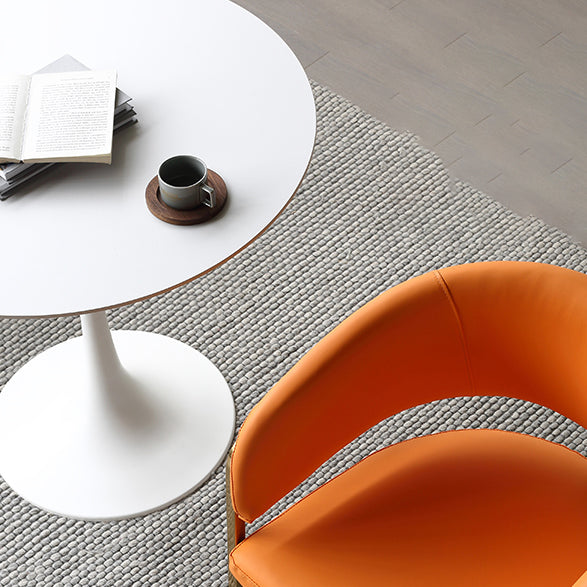 Metal Modern Round Table Sintered Stone Table for Kitchen and Dining Room