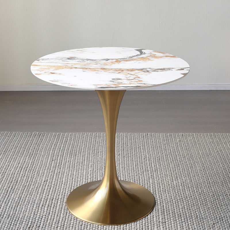 Metal Modern Round Table Sintered Stone Table for Kitchen and Dining Room
