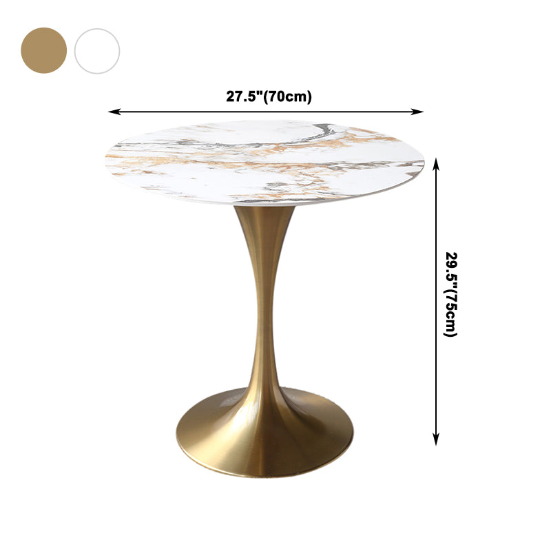 Metal Modern Round Table Sintered Stone Table for Kitchen and Dining Room