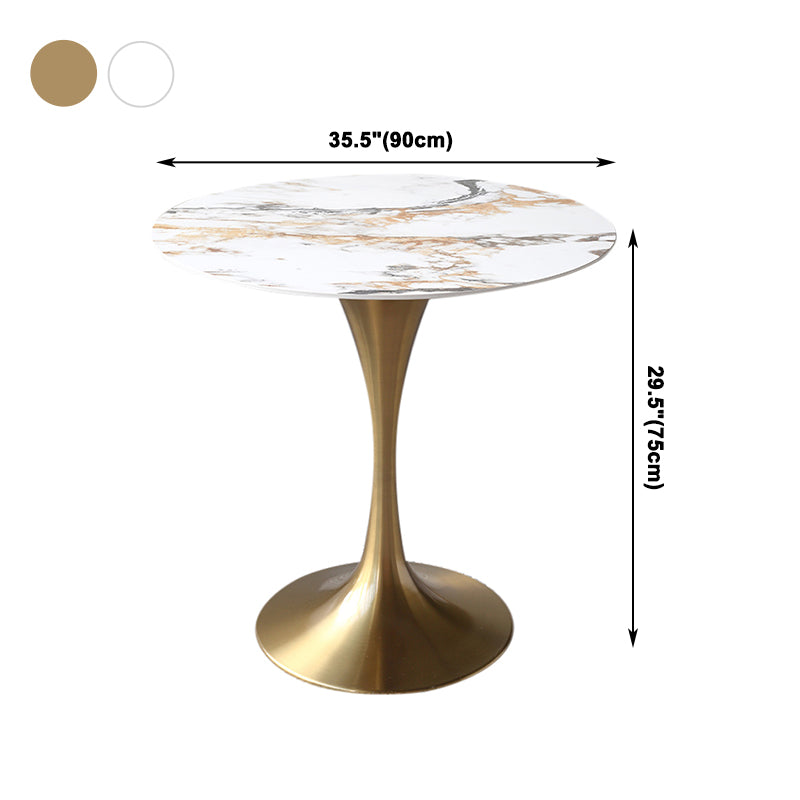 Metal Modern Round Table Sintered Stone Table for Kitchen and Dining Room