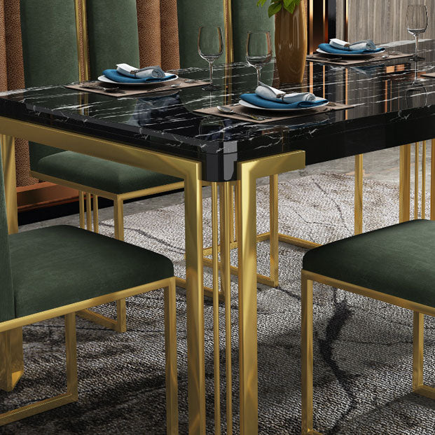 Glam -rechthoek vorm marmeren eettafel keuken standaard eettafel met 4 poten basis