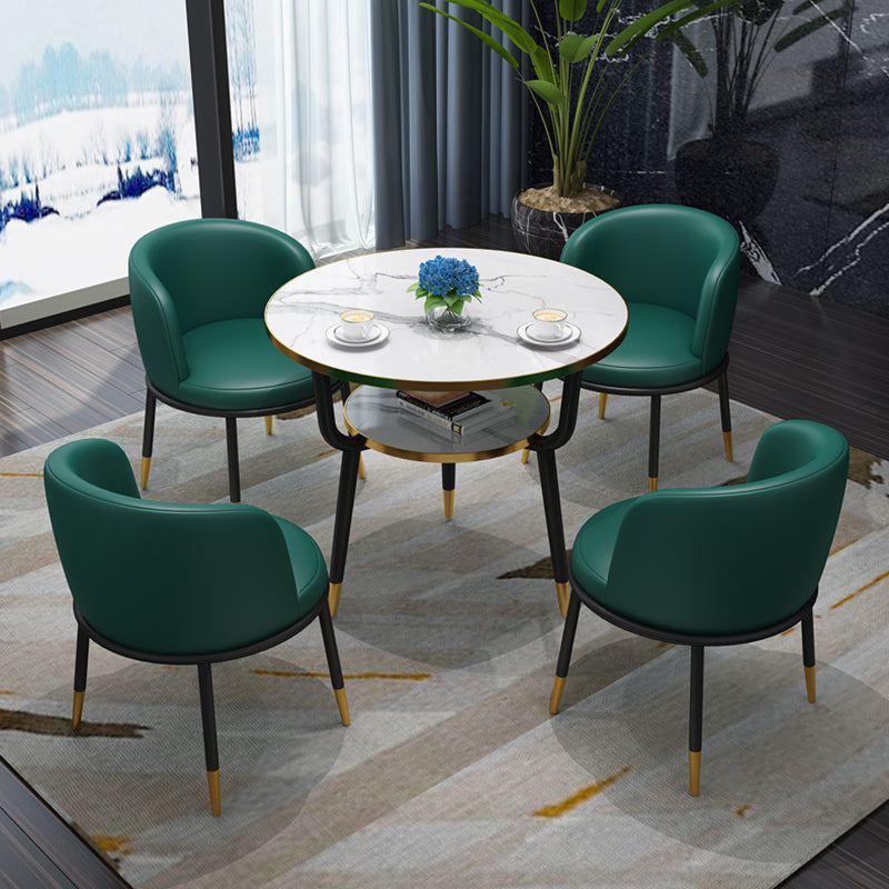 Contemporary MDF Standard Dining Table Round Shape Kitchen Dining Table with 3 Legs Base