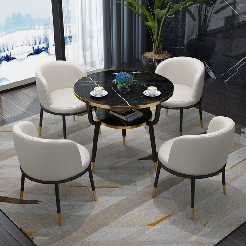 Contemporary MDF Standard Dining Table Round Shape Kitchen Dining Table with 3 Legs Base