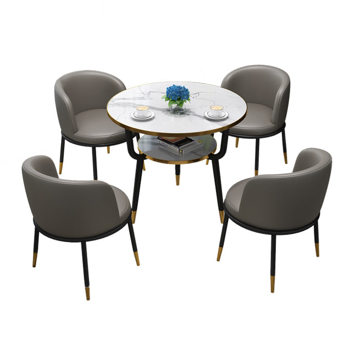 Contemporary MDF Standard Dining Table Round Shape Kitchen Dining Table with 3 Legs Base