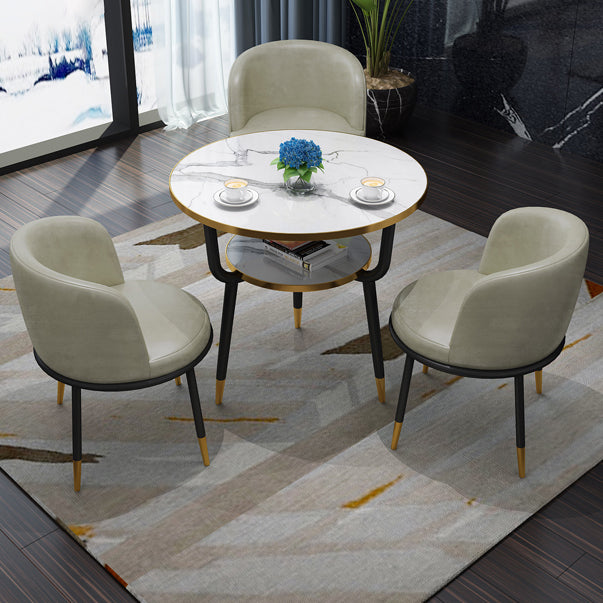 Contemporary MDF Standard Dining Table Round Shape Kitchen Dining Table with 3 Legs Base
