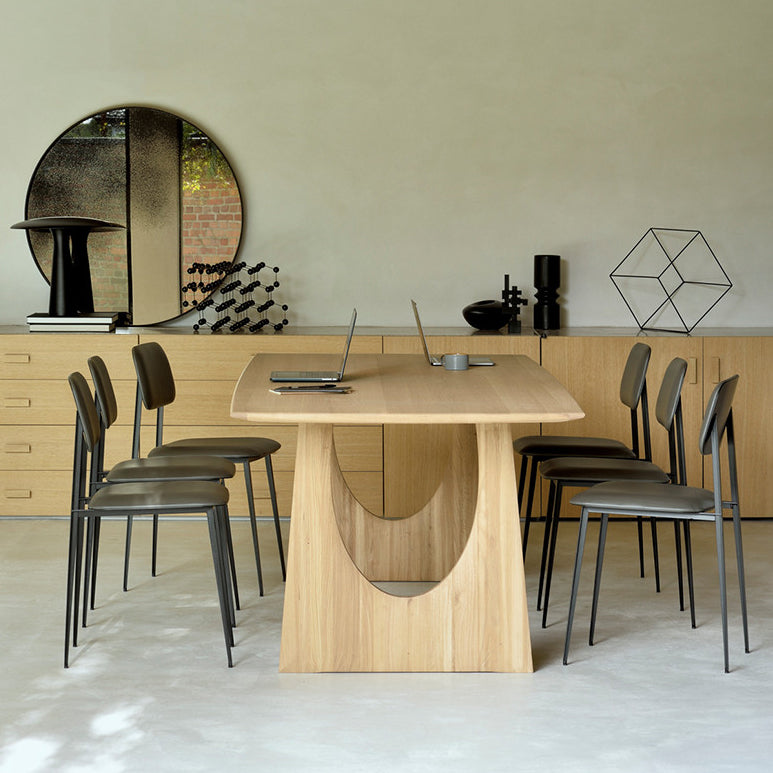 Rectangle Shape Wood Color Table Pine Solid Wood Table Modern with Double Pedestal