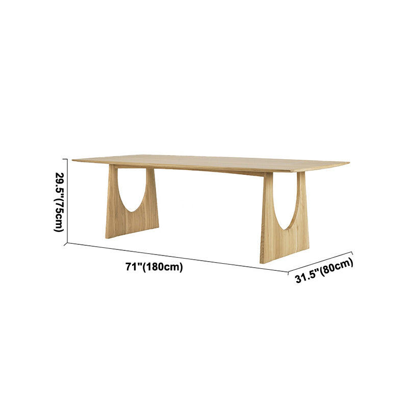 Rectangle Shape Wood Color Table Pine Solid Wood Table Modern with Double Pedestal