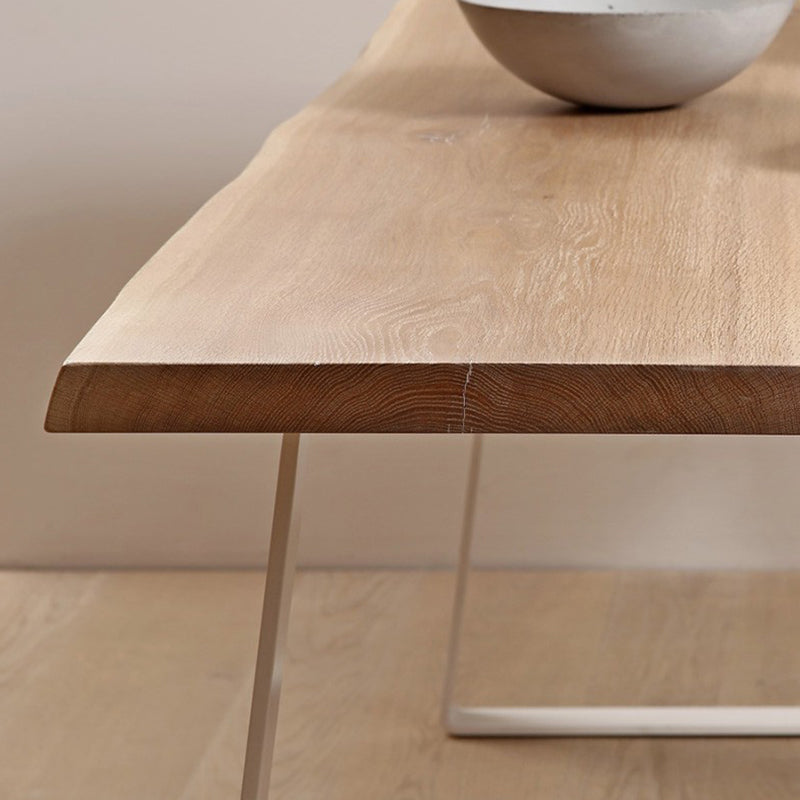 Rectangle Shape Luxury Dining Table Wood Color Fixed Table with Solid Wood