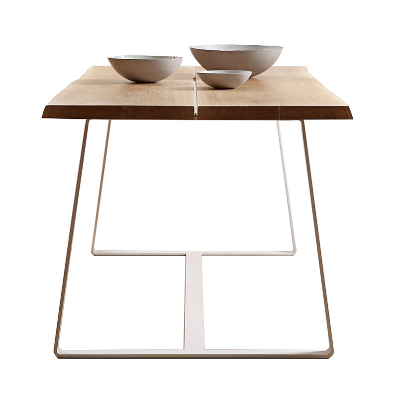 Rectangle Shape Luxury Dining Table Wood Color Fixed Table with Solid Wood