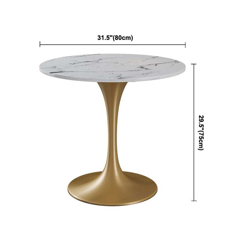 Round Sintered Stone White Dining Table Luxury Tulip Base Table for Dining Room