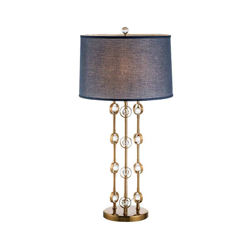 Barrel Shade Task Light Modern Fabric 1 Bulb Gold Reading Lamp with Crystal Ball