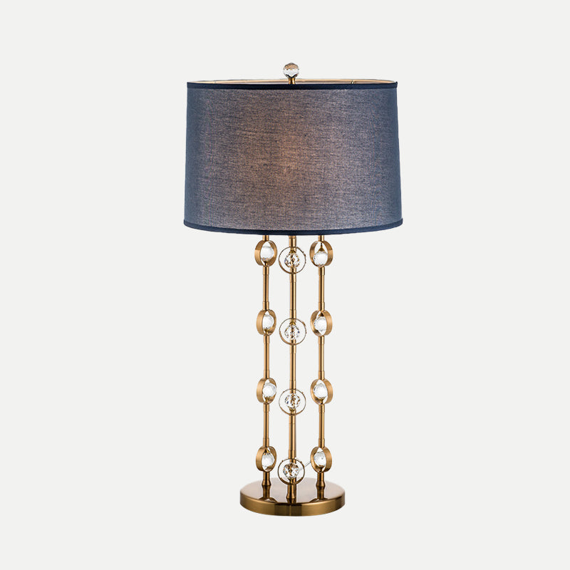 Barrel Shade Task Light Modern Fabric 1 Bulb Gold Reading Lamp with Crystal Ball
