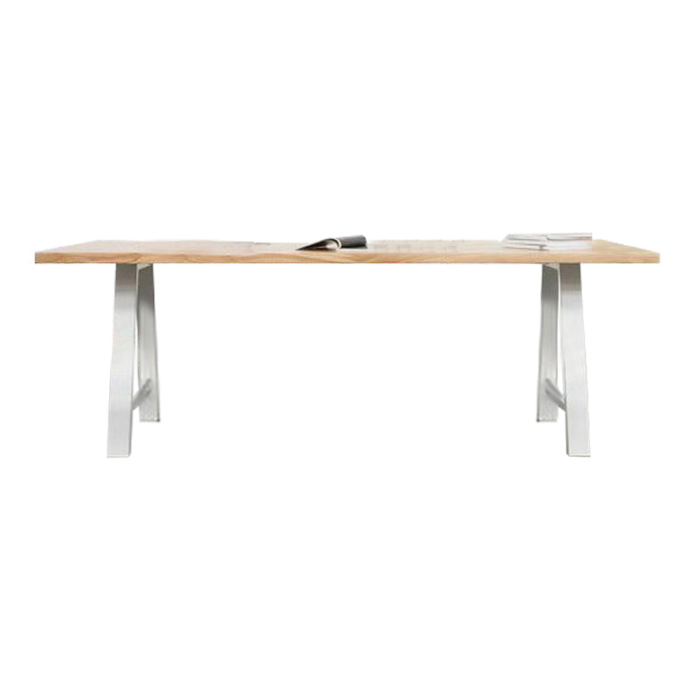 Rectangle 4 Legs Luxury Table Wood Color Fixed Table with Pinewood Solid Wood