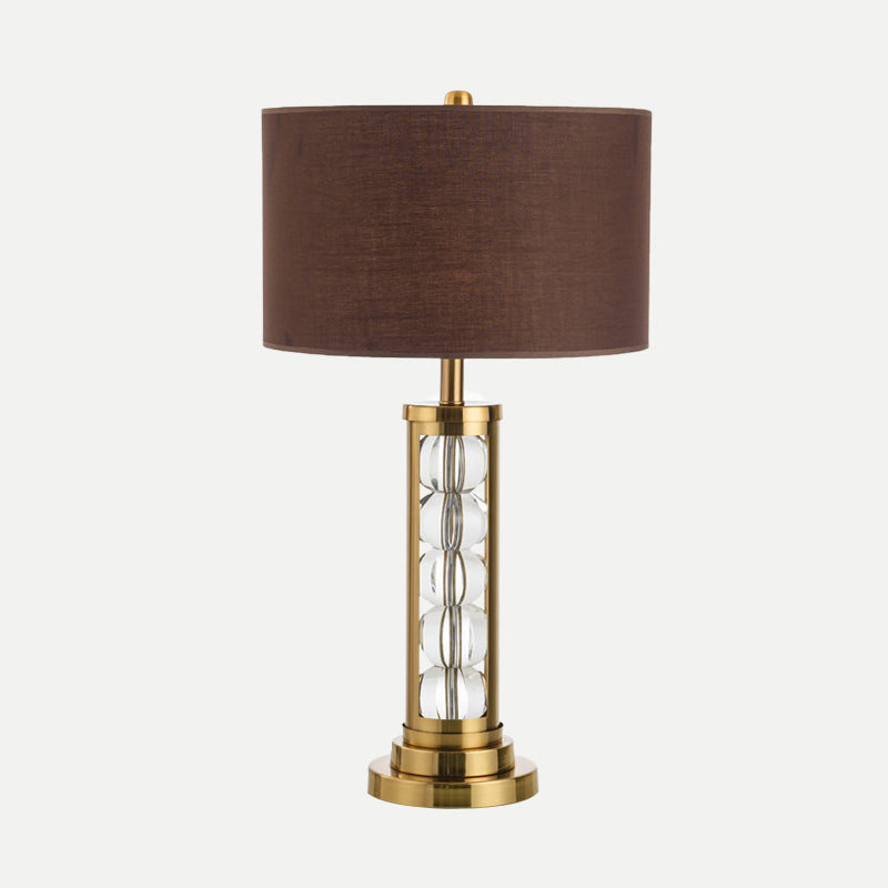 1 Kopfstudienaufgabenbeleuchtung moderner Gold kleiner Schreibtischlampe mit Zylinderstoffschatten