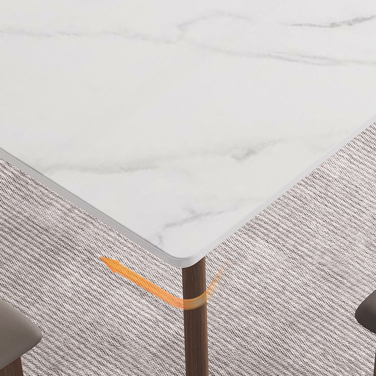 Sintered Stone Two-Color Dining Table Mid-Century Modern 4 Legs Table for Dining Room