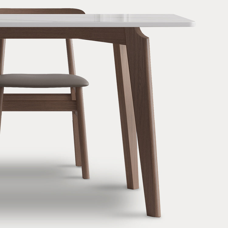 Sintered Stone Two-Color Dining Table Mid-Century Modern 4 Legs Table for Dining Room