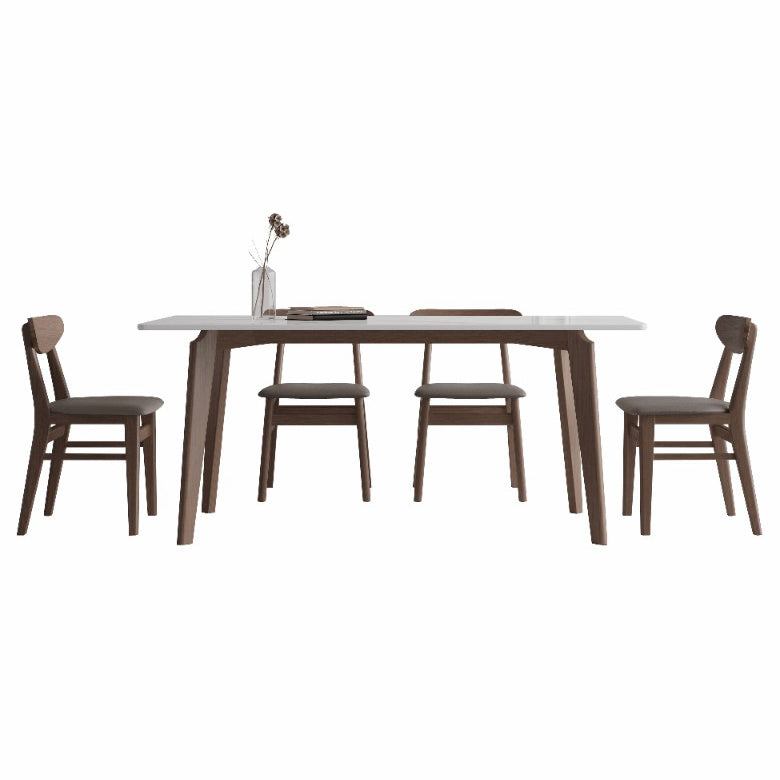Sintered Stone Two-Color Dining Table Mid-Century Modern 4 Legs Table for Dining Room