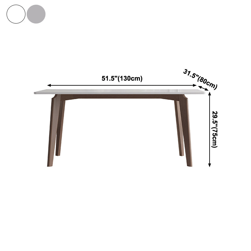 Sintered Stone Two-Color Dining Table Mid-Century Modern 4 Legs Table for Dining Room