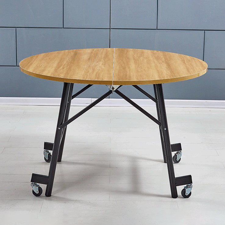 Mid-Century MDF-Küchen-Esstisch, runder Standard-Esstisch mit doppeltem Sockel