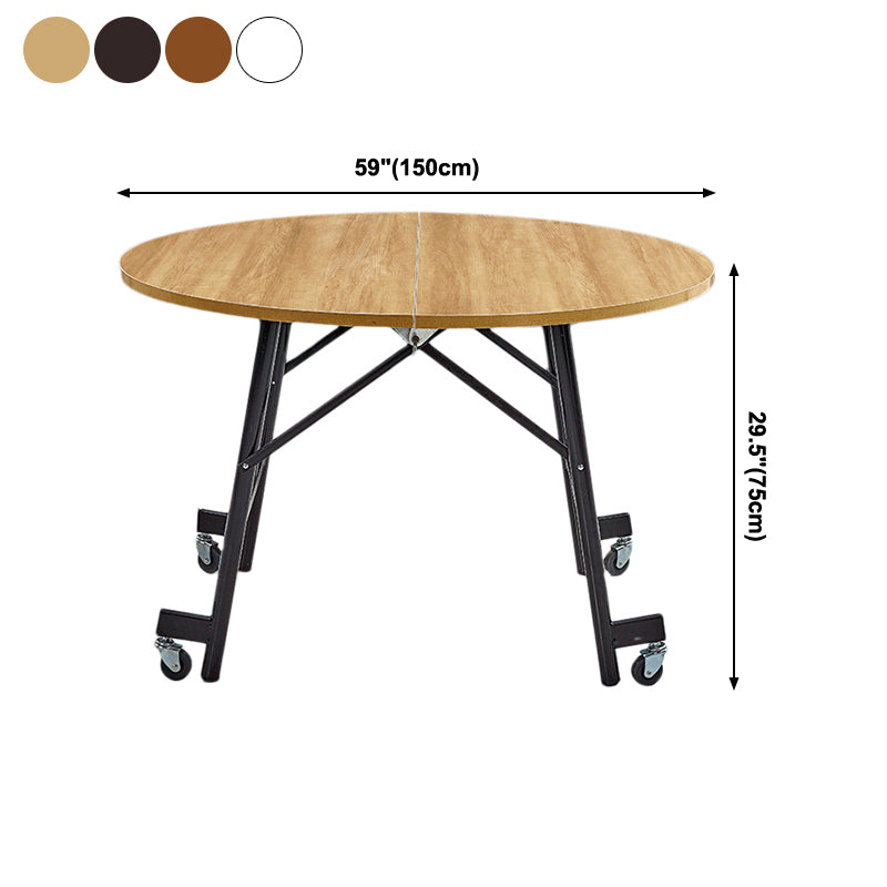 Mid-Century MDF-Küchen-Esstisch, runder Standard-Esstisch mit doppeltem Sockel