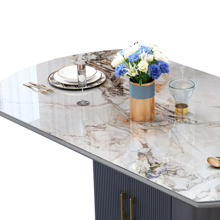 Mesa de comedor redonda tradicional de lujo, mesa de piedra sinterizada con base de pedestal