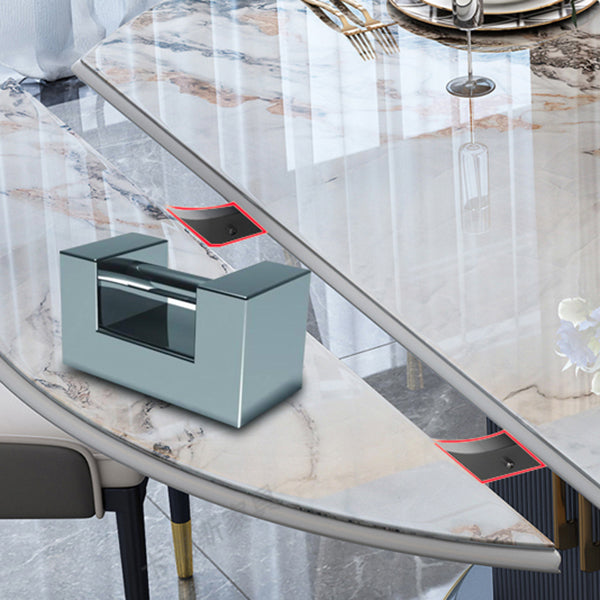 Mesa de comedor redonda tradicional de lujo, mesa de piedra sinterizada con base de pedestal