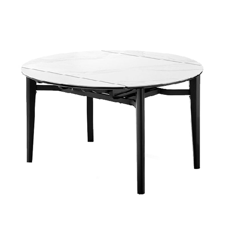 Contemporary Style Round 51.2'' Dining Site Table Stone Drop-Leaf Dining Room Furniture