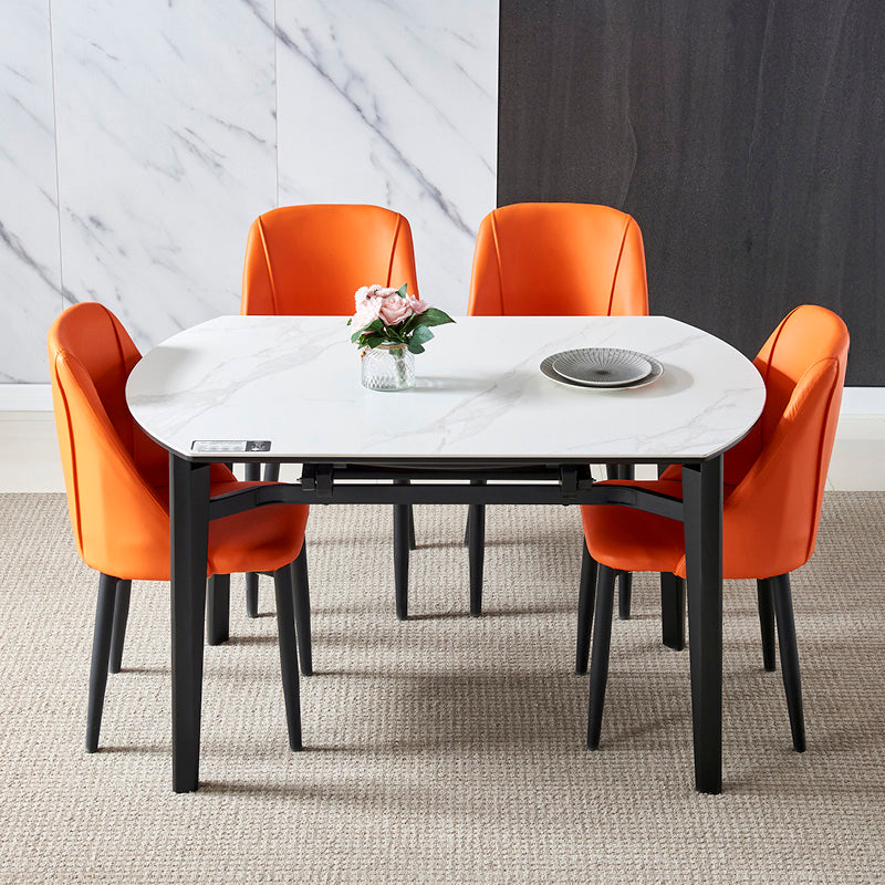Contemporary Style Round 51.2'' Dining Site Table Stone Drop-Leaf Dining Room Furniture