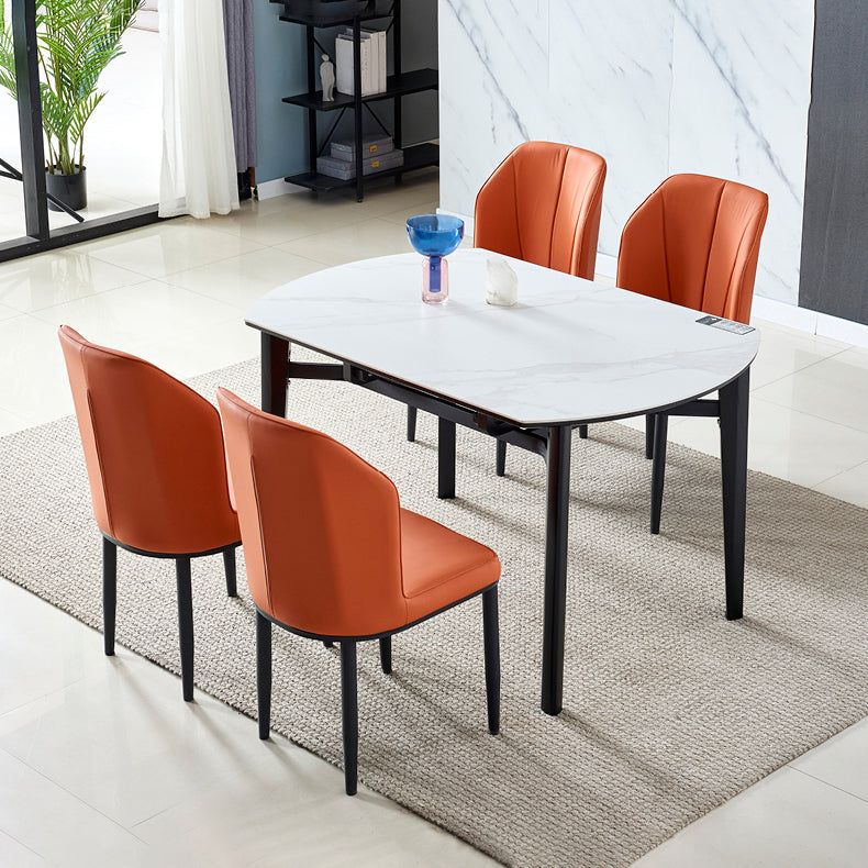 Contemporary Style Round 51.2'' Dining Site Table Stone Drop-Leaf Dining Room Furniture